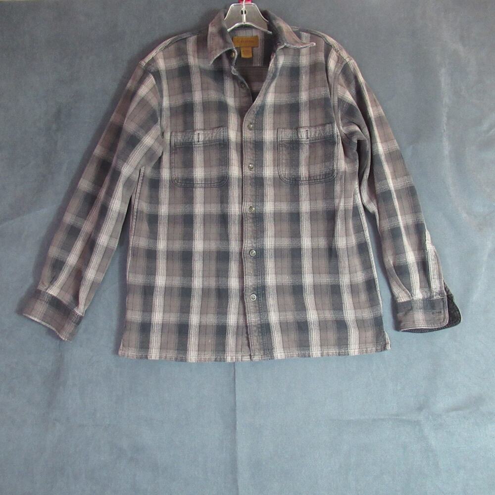 St Johns Bay Shirt Mens M Tall Gray Flannel Shacket Jacket Lodge Heavyweight